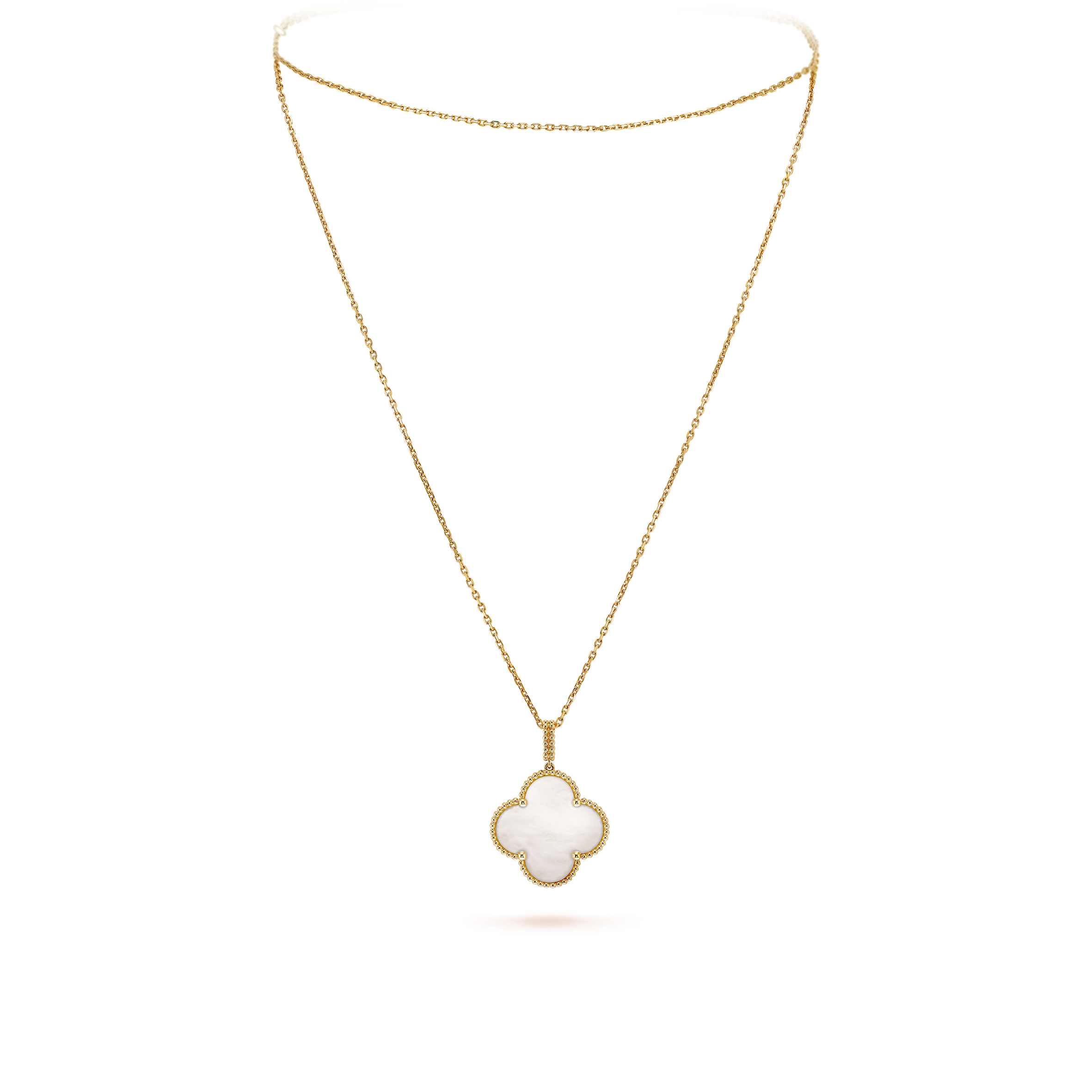 V*n Cl**f & Ar**ls magic alhambra long necklace, 1 motif - yellow gold, mother-of-pearl  vcaro49l00